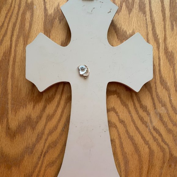 15.5in Layered hanging cross, brown, orange, tan, farmhouse, shabby, wall decor - Picture 5 of 7